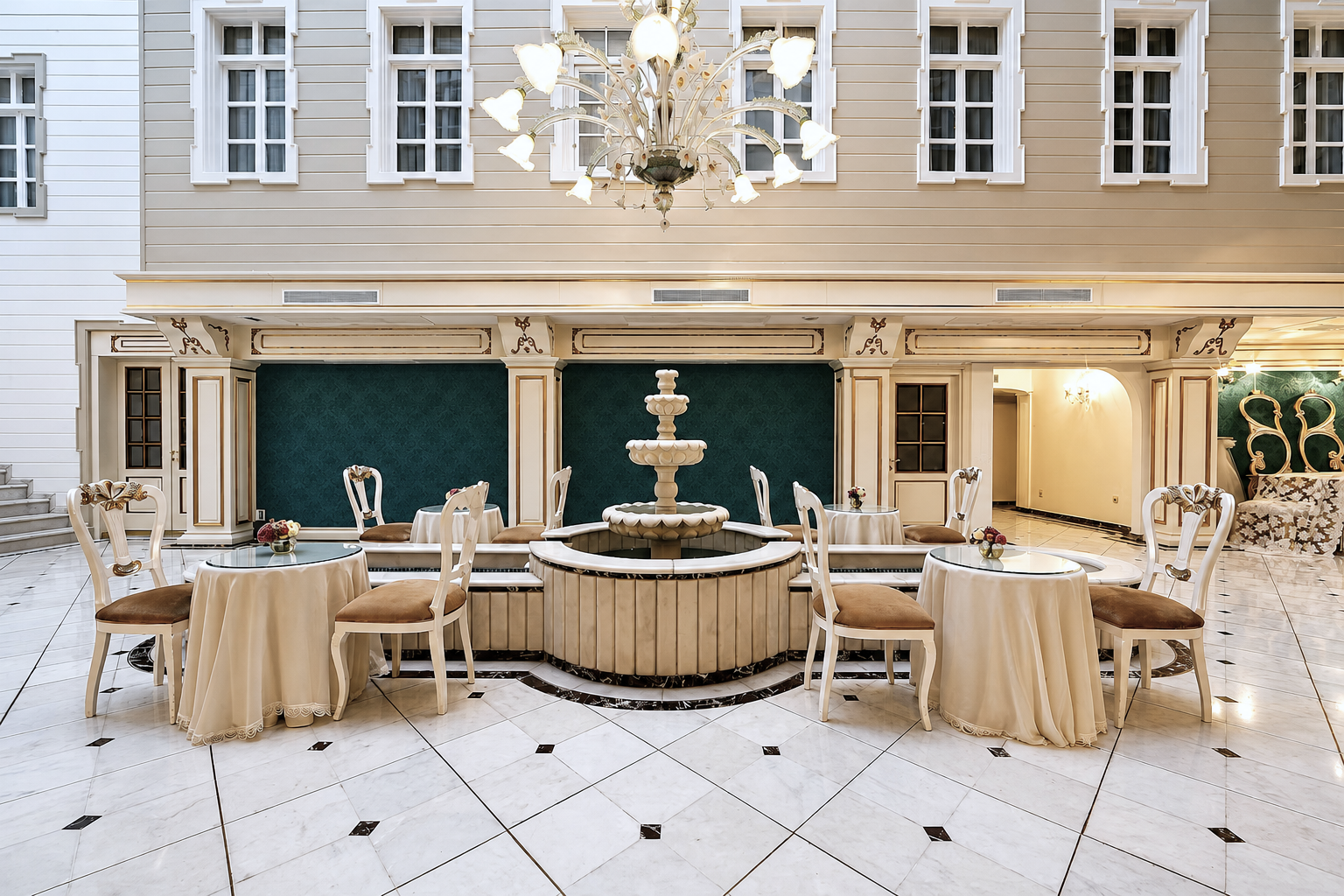 Salon, mermer çeşme